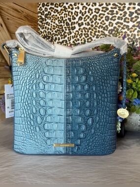 Brahmin Katie DENIM SECOUR Crossbody Leather Messenger Crossbody Bag NWT HTF